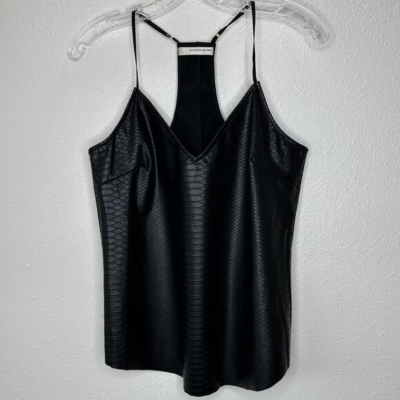 Lavender Brown Black Faux Leather Snakeprint VNeck Racerback Tank Top L - Picture 1 of 8